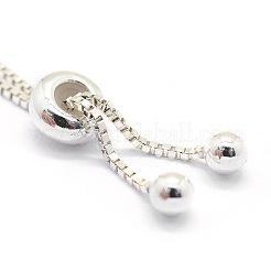 スターリングシルバーチェーンブレスレット作り  スライダーブレスレット作り  銀  全長：4-3/4インチ（12cm）  0.7mm  穴：2mm&nbsp;X-MAK-L016-001S