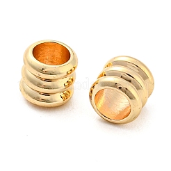 真鍮ビーズ  スジ入りビーズ  コラム  14KGP本金メッキ  6x5.5mm  穴：4.5mm&nbsp;KK-WH0084-12G-B
