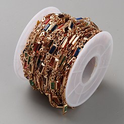 真鍮製ラインストーン連爪チェーン  長方形  ライトゴールド  リンク：14.5x4x2mm&nbsp;CHC-TAC0003-06KCG