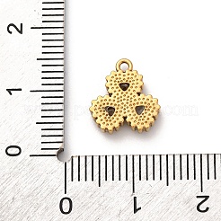 304ステンレスペンダント  クローバー  ラインストーン付き  ゴールドカラー  葉  11.5x10.5x2.5mm  穴：1.2mm&nbsp;STAS-D361-03G-02