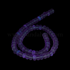 曇った透明ガラスビーズ連売り  ロンデル  ライラック  8x5mm  穴：1mm  約75個/連  14.96''（38センチメートル）&nbsp;FGLA-M002-01D