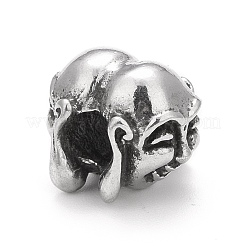 304ステンレススチールヨーロピアンビーズ  大穴ビーズ  人間の顔  アンティークシルバー  10.5x11x13mm  穴：4.6mm&nbsp;STAS-G256-24AS