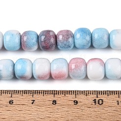 グラデーション染めガラスビーズ連売り  イミテーション翡翠  バレル  ライトスカイブルー  10~10.5x8~8.5mm  穴：1~1.4mm  約87~93個/連  29.33~31.30インチ（74.5~79.5cm）&nbsp;GLAA-N067-01A-17