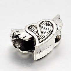 チベット風合金大穴ヨーロピアンビーズ  混合形状  アンティークシルバー  10~11x7.5~17x7~8mm  穴：5mm  約35~40個/100g&nbsp;MPDL-M048-03