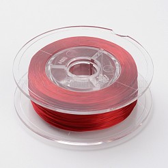 日本の環境に優しい染めフラット弾性クリスタルストリング  弾性ビーズ糸  ストレッチブレスレット作り用  フラット  暗赤色  0.6mm  約60m /ロール（65.62ヤード/ロール）&nbsp;EW-F005-0.6mm-07