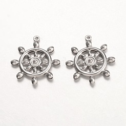 変色しにくい316サージカルステンレスペンダント  舵  ステンレス鋼色  24x21x2mm  穴：1mm&nbsp;STAS-K096-12P