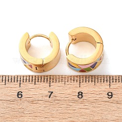 女性用304ステンレススチールエナメルフープピアス  18KGP本金メッキ  13.5x7mm&nbsp;SA-CBA7B26-01G