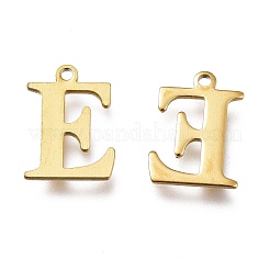 PVD真空メッキ304ステンレススチールチャーム  レーザー切断  アルファベット  ゴールドカラー  文字.e  12x9x0.8mm  穴：1mm&nbsp;STAS-H112-E-G