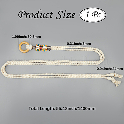 手作り織りコットンリネンウエストチェーンベルト、女性用レディースドレス  ホワイト  1400x8mm&nbsp;AJEW-WH20017-75C