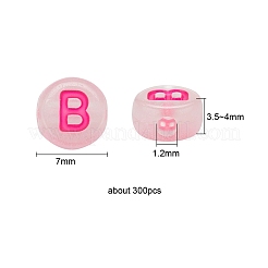 300個の蓄光アクリルビーズ  水平穴  アルファベット付きフラットラウンド  ミックスカラー  ミックスカラー  7x3.5~4mm  穴：1.2mm&nbsp;MACR-YW0001-40