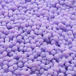 マカロンカラー不透明フロストガラスシードビーズ  ピーナッツ  ライラック  6x3x3mm  穴：1.2mm  約88個/10g&nbsp;X1-SEED-K009-12B-14