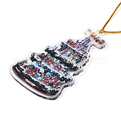 アクリルクリスマスツリーペンダント装飾  クリスマスパーティーや車のリフレクターの吊り下げ飾りに。  カラフル  203mm&nbsp;HJEW-Q010-01F