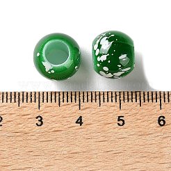 スプレー塗装されたABSプラスチック製のヨーロッパのビーズ  大穴ビーズ  ラウンド  濃い緑  12x10mm  穴：6mm  約720個/500g&nbsp;KY-G033-01B-08