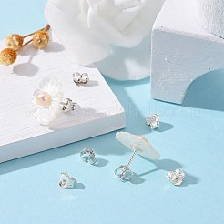 925スターリングシルバーピアスのパーツ  ピアスキャッチ用  銀  5x5x3mm  穴：0.6mm&nbsp;STER-O013-05