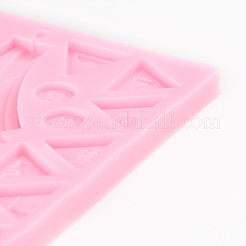 食品グレードのシリコンモールド  フォンダン型  DIYケーキデコレーション用  チョコレート  キャンディ  UVレジン＆エポキシ樹脂ジュエリー作り  建築用ブロック  ピンク  150x125x8mm  フラットラウンド：10mmと17mm  三角形：12x12mmと19x21mm  その他の形状：37~49x2~53mm&nbsp;LS-DIY-L015-45B