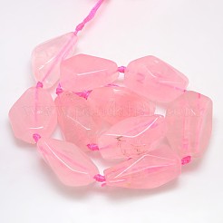 天然石ローズクォーツビーズ連売り  ナゲット  20~45x10~25mm  穴：2mm  約10~12個/連  15.74インチ&nbsp;G-L159-08
