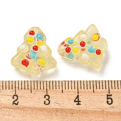 手作りランプワークビーズ  クリスマスツリー  レモンシフォン  16.5x15x7.5mm  穴：1.2mm&nbsp;LS-LAMP-B026-01C