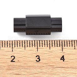 イオンプレーティング（IP）滑らかな304ステンレス鋼のマグネット留め具、接着端付き  コラム  多面カット  ブラック  22x10x9mm  穴：6mm&nbsp;STAS-H402-63B-6MM