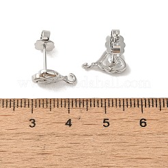 ラックメッキ真鍮スタッドイヤリングパーツ  長持ちする  鉛フリー＆カドミウムフリー  ハート  プラチナ  12.5x7.5mm  穴：1.6mm  ピン：0.7mm&nbsp;EJEW-H004-03P