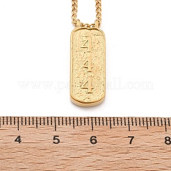 304ステンレススチール長方形数字ペンダントネックレス  18KGP本金メッキ  数4  16.14インチ（41cm）&nbsp;NJEW-D300-01G-04
