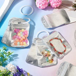 長方形のプラスチック製再封可能包装袋 50枚  セルフシールバッグ  ポリエチレン製ルーズリーフブックバインダーヒンジリング5個付き  銀  11x7x0.03cm&nbsp;OPP-TA0001-30A