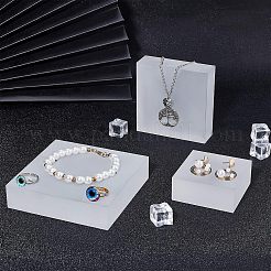 つや消しアクリルベース  正方形  ディスプレイ装飾用  レーザーカットクラフト用品  ホワイト  80x80x24mm&nbsp;AJEW-WH0176-92B