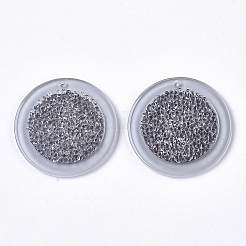 アクリルパーツ  クリスタルラインストーン付き  フラットラウンド  グレー  32x3mm  穴：1.6mm&nbsp;MACR-S363-03A