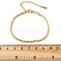 女性用304ステンレススチールロープチェーンブレスレット  18KGP本金メッキ  6-1/2インチ（16.5cm）&nbsp;BJEW-Q051-04G