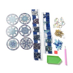 DIY クリスマススノーフレークペンダント装飾ダイヤモンド塗装キット  クリスタル ティードロップ プリズム サンキャッチャー  ロブスタークロークラスプ付きレインボーメーカー  ドジャーブルー  290x88x9mm&nbsp;WG77635-01