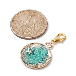 惑星/星/フラットラウンド合金エナメルペンダント装飾  合金製カニカン付き  ゴールドカラー  24~37mm  3個/セット&nbsp;HJEW-JM01620