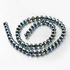 電気メッキ非磁性合成ヘマタイトビーズ連売り  双円錐形  メッキグリーン  6x6mm  穴：1mm  約61個/連  15.7インチ&nbsp;G-F300-31A-07