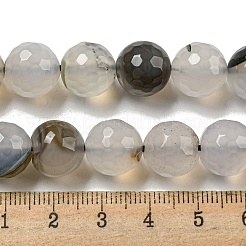カット加工天然石瑪瑙ビーズ連売り  ラウンド  染め＆加熱  ライトグレー  12mm  穴：1.6mm  約31個/連  14.76''（37.5センチメートル）&nbsp;G-F447-12mm-K02