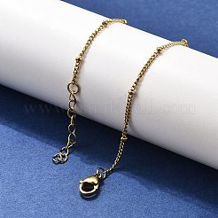 イオンプレーティング（IP）304ステンレススチールカーブチェーンアンクレット  ゴールドカラー  9インチ（22.8cm）  1.4mm&nbsp;AJEW-P069-05G