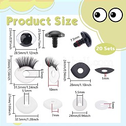 人形作り用の樹脂製安全クラフトアイ20袋  透明  24x5mm&nbsp;DIY-PH0033-06