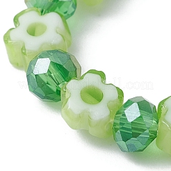 女性用ガラスビーズストレッチ指輪  花  ミックスカラー  usサイズ7 1/4(17.5mm)&nbsp;RJEW-JR00595