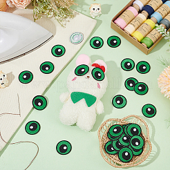 コンピューター刺繍布粘着パッチ12組  パッチにこだわる  マスクと衣装のアクセサリー  アップリケ  目  グリーン  27.5x1.3mm&nbsp;PATC-BC0001-12C
