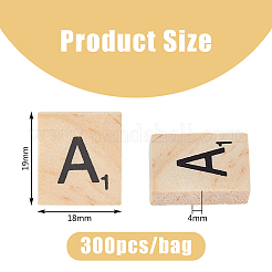 未完成の木製カボション  文字の長方形  湯通しアーモンド  19x18x4mm  約300個/袋&nbsp;WOOD-WH0125-04