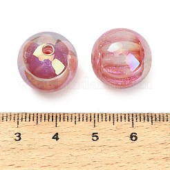 UVメッキ不透明樹脂とグリッターパウダービーズ  虹色の  ラウンド  ライトコーラル  16mm  穴：2mm&nbsp;RE-CBA3404-01D