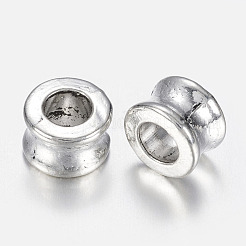 チベット風合金ヨーロピアンビーズ  大穴ビーズ  バレル  アンティークシルバー  8x5.5mm  穴：4mm&nbsp;LF9214Y-NF