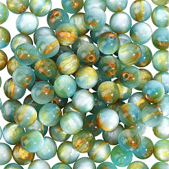 透明樹脂ビーズ120個  ラウンド  ツートン  グリッターパウダー付き  ダークシアン  8mm  穴：1.8mm&nbsp;RESI-PA0001-38A
