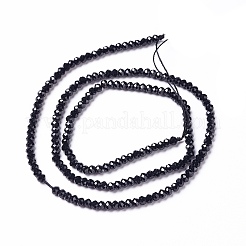 天然石ブラックスピネルビーズ連売り  多面カット  ロンデル  3x2mm  穴：0.5mm  約185個/連  15.16インチ（38.5cm）&nbsp;G-L581B-001