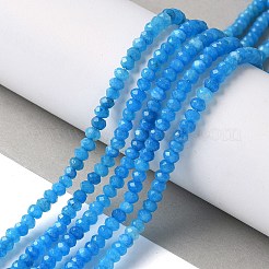 染め天然マレーシアジェイド翡翠ロンデルビーズ連売り  多面カット  ドジャーブルー  4x2~3mm  穴：1mm  約110~115個/連  14インチ&nbsp;X-G-E316-2x4mm-58