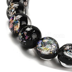 手作りの二色性箔ガラスビーズ連売り  ラウンド  ブラック  10mm  穴：1.5mm  約40個/連  15.28''（38.8センチメートル）&nbsp;DICH-U001-01B