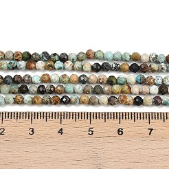 天然石湖北ターコイズビーズ連売り  多面カット  ラウンド  3mm  穴：0.6mm  約124~127個/連  14.65~15.04インチ（37.2~38.2cm）&nbsp;G-L628-B02-3mm-02