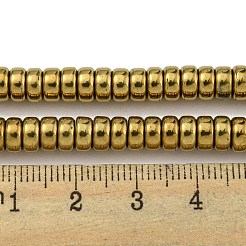 電気めっき合成非磁性ヘマタイト ビーズ 連売り  ディスク  ヒシビーズ  黄金メッキ  6x3mm  穴：1mm  約135~138個/連  15.47''~15.75''（39.3~40センチメートル）&nbsp;G-K361-A04-03