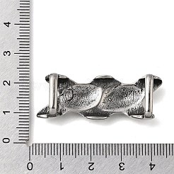 304ステンレススチールスライドチャーム  レザーコードブレスレット作り用  ねじれた長方形  アンティークシルバー  41x15x11.5mm  穴：7x6mm&nbsp;STAS-F356-02AS