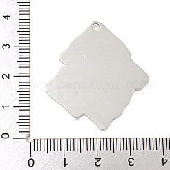 変色しない304ステンレススチールペンダント  不規則な菱形チャーム  ステンレス鋼色  35.5x32x1mm  穴：2mm&nbsp;STAS-M001-02P