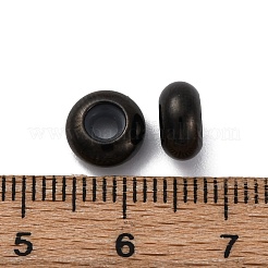201ステンレスビーズ  中にシリコーンを使って  ロンデル  ブラック  8x4mm  穴：2.5mm&nbsp;STAS-S171-01EB-03