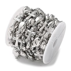 304 ステンレススチール クロスドリコス ラブラブ リンクチェーン  ハンダ付け  スプールで  ステンレス鋼色  23x13x3mm  約5m /ロール&nbsp;CHS-Z004-04P