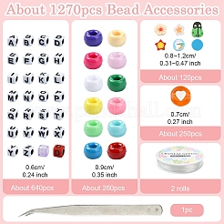 DIY アクリル & ポリマー粘土ビーズブレスレットジュエリー作成キット  ミックスカラー  6~133x0.8~10.5x0.8~6mm  穴：1.5~3.8mm&nbsp;DIY-YW0010-76